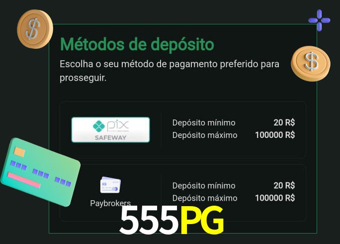 O cassino 555PG oferece uma grande variedade de métodos de pagamento